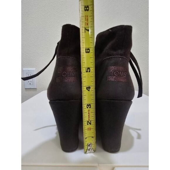 TOMS Desert Wedge High Dark Brown Wool Coated Canvas Casual Winter Womens Size 7 - Picture 6 of 7